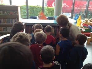The boys were given a tour of the library
