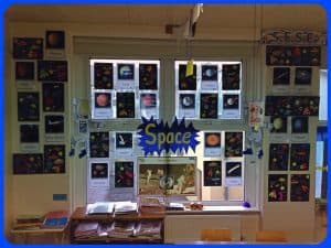 "Space" display. First Class learned all about space, the planets and Neil Armstrong.